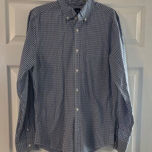 GAP Navy and White Checkered Casual Shirt
